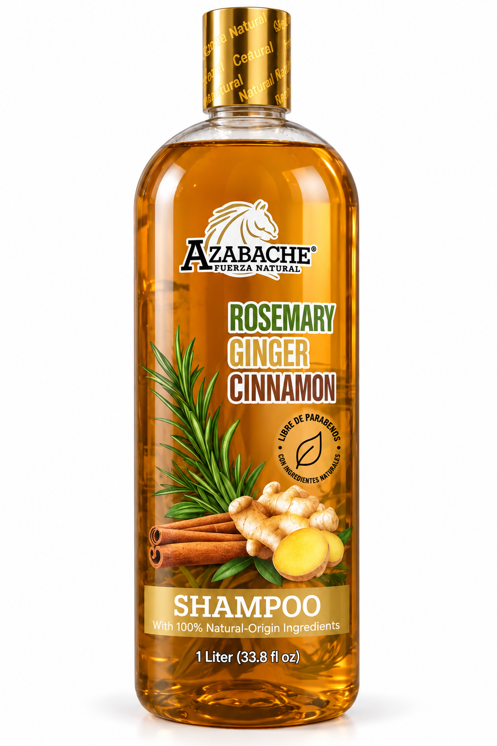 Azabache Rosemary Ginger Cinnamon Shampoo 1L | Herbal Hair Care Formula