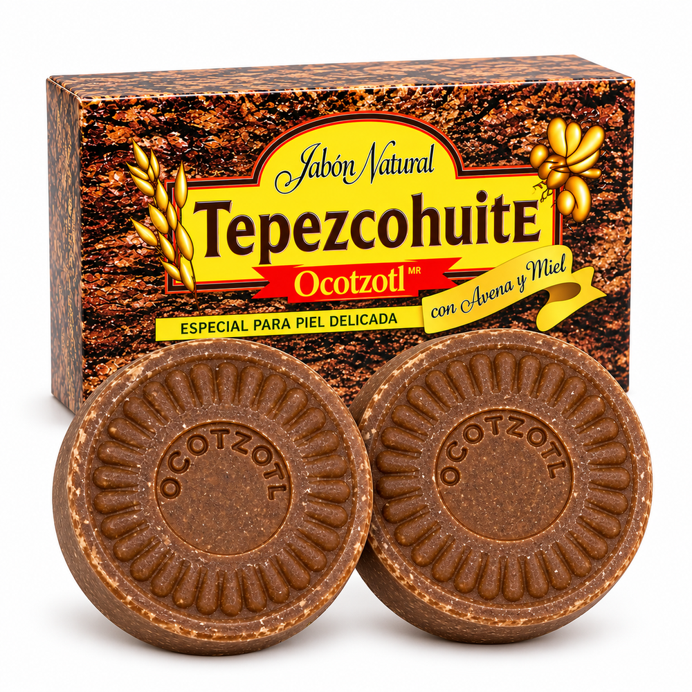 Tepezcohuite Herbal Soap 2 Pack | Mimosa Tenuiflora Oat & Honey 100g Ocotzotl