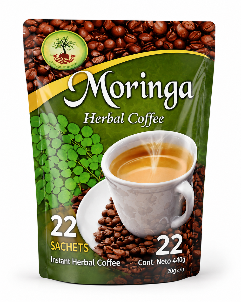 Moringa Mushroom Coffee 440g | Reishi Shiitake Maitake 22 Instant Sachets